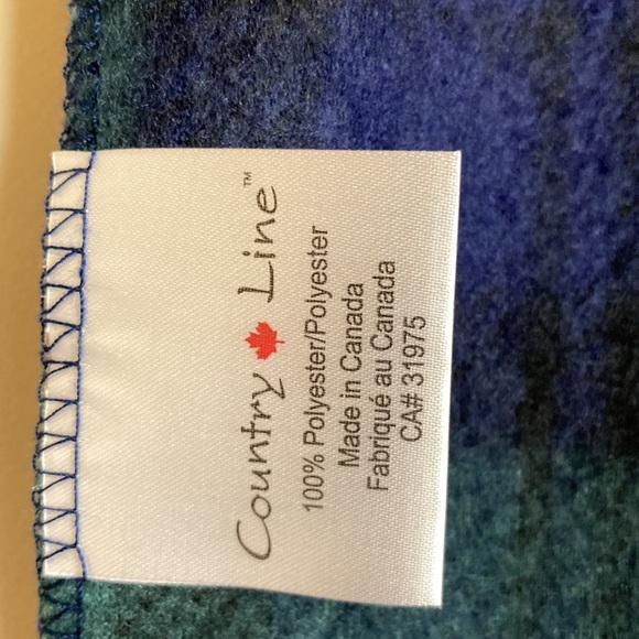 Country Line Blue and Green Plaid Winter Scarf - Picture 3 of 3